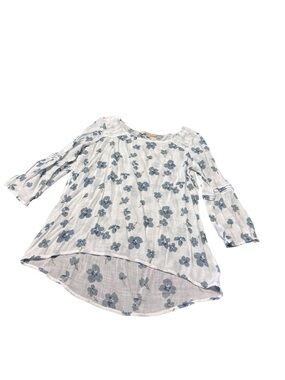 Women's Light Blue Floral Peasant Blouse